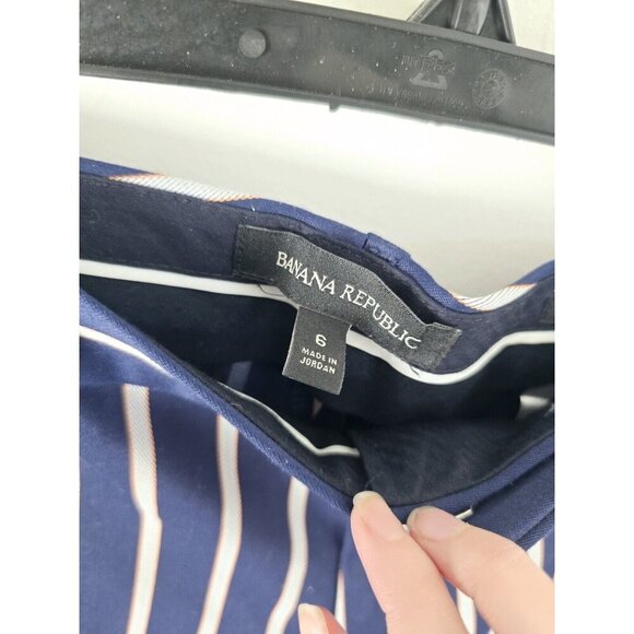 Banana Republic Ryan Navy Orange Striped Straight Leg Slacks Pants Trousers 6 S - Picture 8 of 9